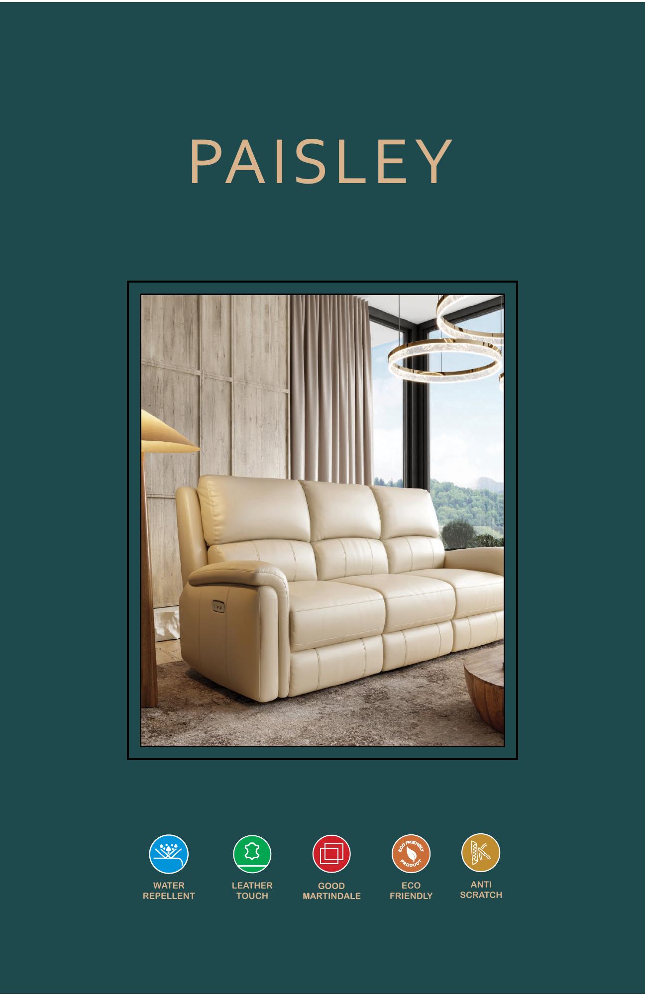 Paisley catalogue cover with leather-touch upholstery setting